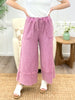 Wild Berry Comfort Mineral Washed Terry Knit Palazzo Pants