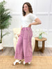 Wild Berry Comfort Mineral Washed Terry Knit Palazzo Pants