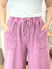 Wild Berry Comfort Mineral Washed Terry Knit Palazzo Pants