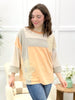 Chai Blossom Flower Patch Color Block Mineral Washed Terry Knit Top
