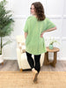 Green Apple Oversized V-Neck Cotton Blend Top