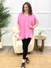 Pink Blossom Oversized V-Neck Cotton Blend Top