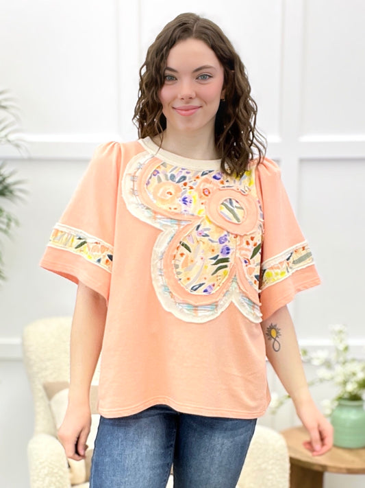 Peach Blossom Patch Cotton Top