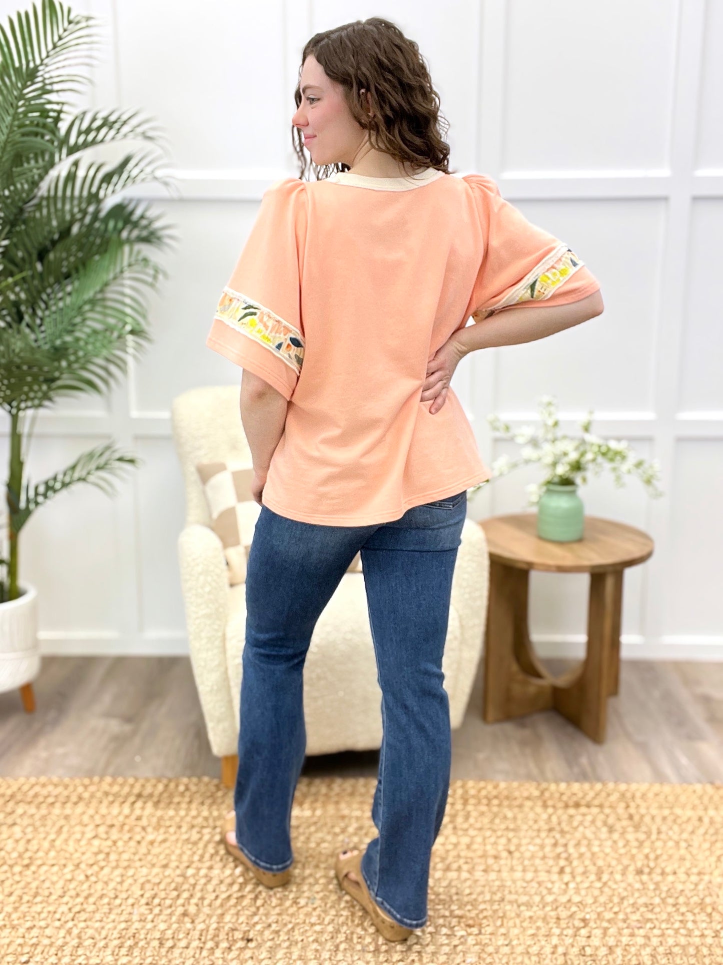 Peach Blossom Patch Cotton Top