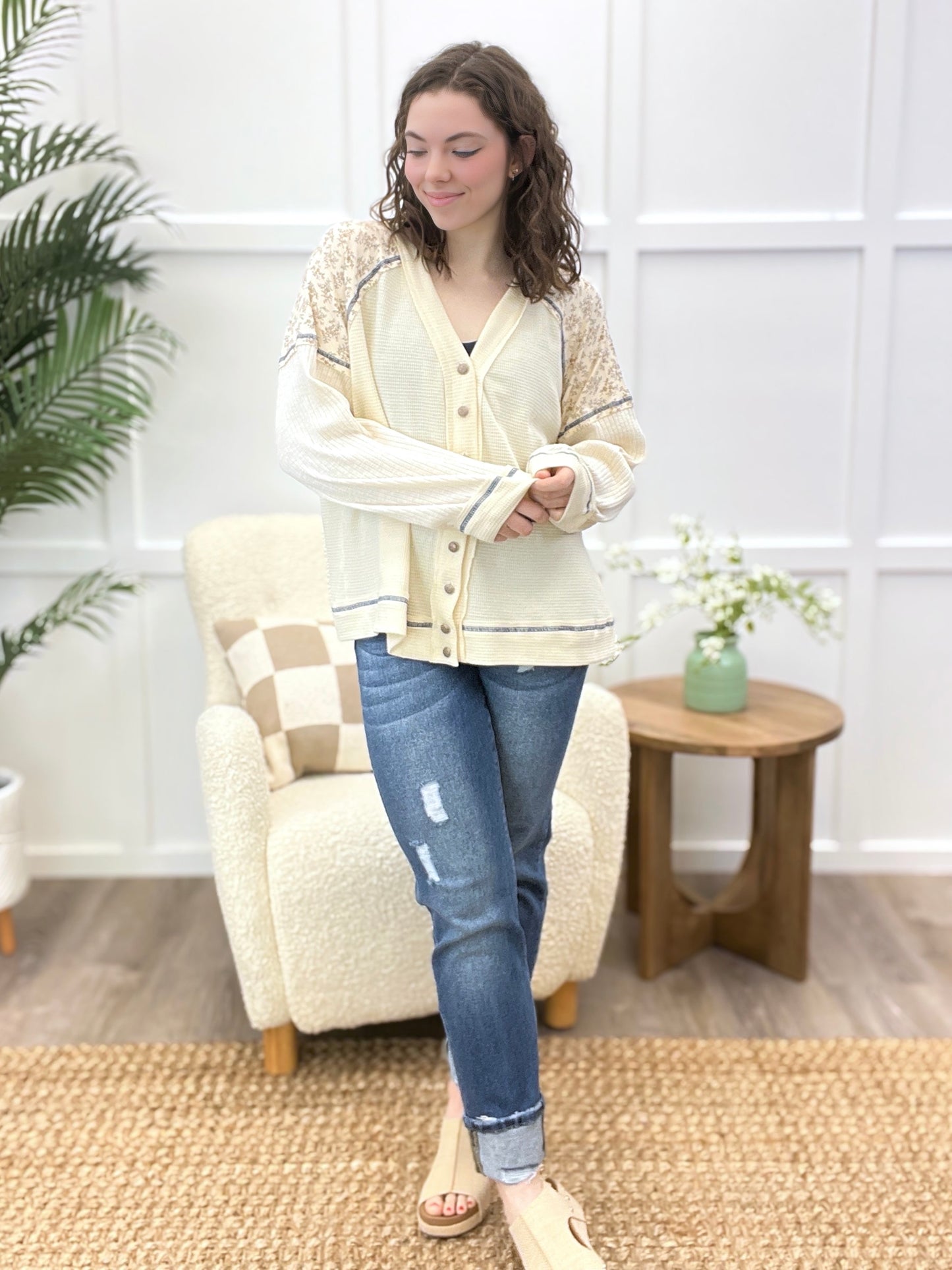 Cozy Stitch Button-Up Top