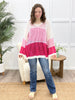 Pink Coastal Breeze Color Block Knit Hoodie