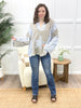 Textured Star Patch V-Neck Top with Stud Detail