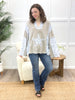 Textured Star Patch V-Neck Top with Stud Detail