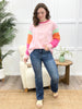 Sunshine Vibes Pink Color Block Long Sleeve Top