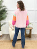 Sunshine Vibes Pink Color Block Long Sleeve Top