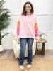 Sunshine Vibes Pink Color Block Long Sleeve Top