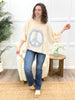 Vintage Boho Peace Patch Lace Trim Top