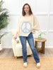 Vintage Boho Peace Patch Lace Trim Top