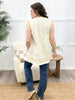 Beige Boho Embroidered Sleeveless Lace Trim Cotton Top
