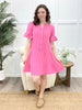 Pink Baby Bell Sleeve Woven Mini Dress