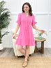 Pink Baby Bell Sleeve Woven Mini Dress