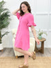 Pink Baby Bell Sleeve Woven Mini Dress