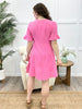 Pink Baby Bell Sleeve Woven Mini Dress