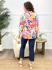 Floral Harmony 3/4 Sleeve V-Neck Top