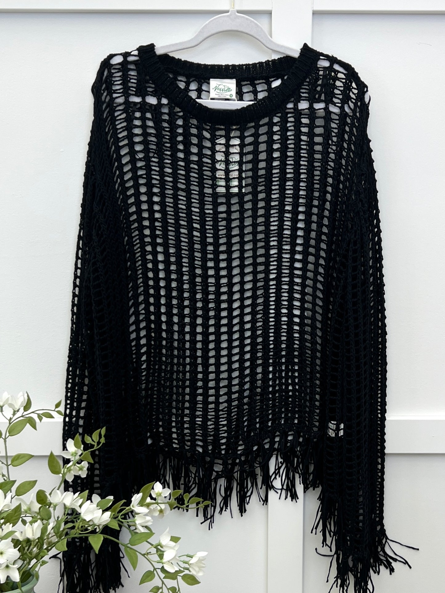 Free Spirit Open-Knit Sweater - Black