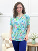 Dear Scarlett Floral Gala Sadie Top - Aqua