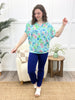 Dear Scarlett Floral Gala Sadie Top - Aqua