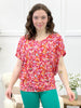 Dear Scarlett Pops Of Paisley Sadie Top - Red Pink