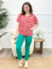 Dear Scarlett Pops Of Paisley Sadie Top - Red Pink