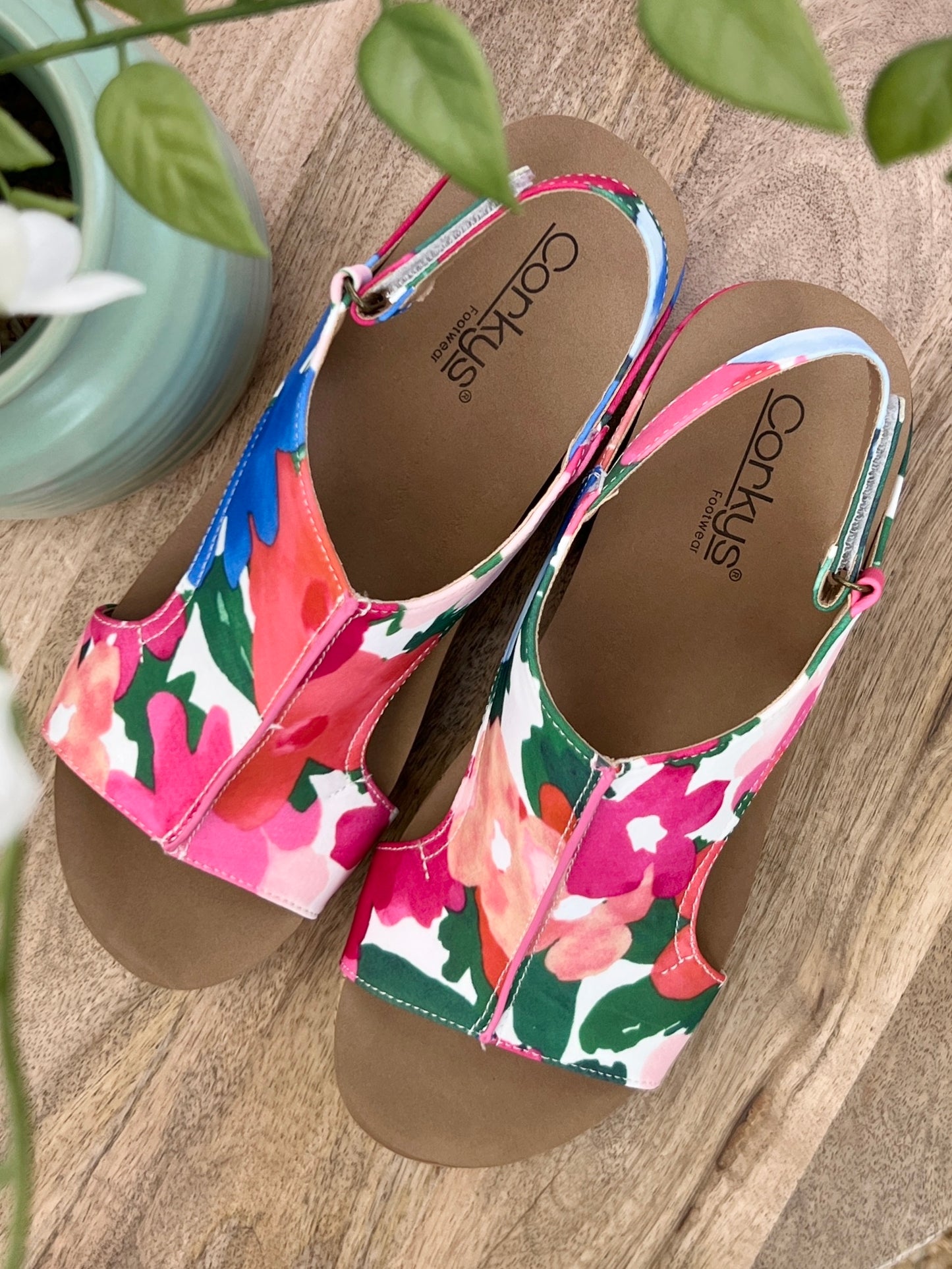 Corkys Volta II Floral Bliss Cork Wedge Sandals