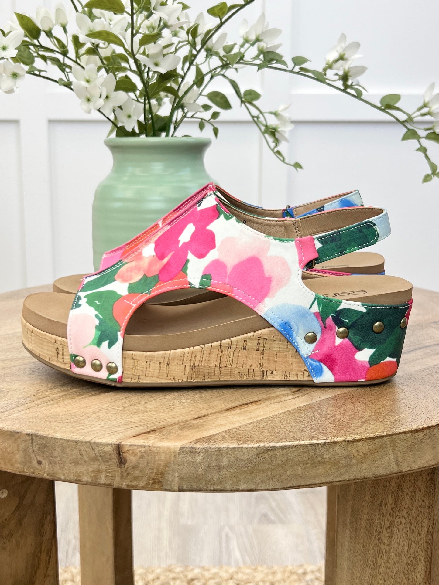 Corkys Volta II Floral Bliss Cork Wedge Sandals