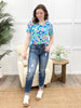Dear Scarlett Spring Blossoms Boyfriend Tunic Top - Royal Blue