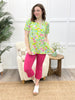 Dear Scarlett Spring Blossoms Boyfriend Tunic Top - Lime