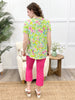Dear Scarlett Spring Blossoms Boyfriend Tunic Top - Lime