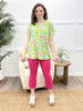 Dear Scarlett Spring Blossoms Boyfriend Tunic Top - Lime