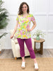 Dear Scarlett Floral & Paisley All Day Boyfriend Tunic Top - Lime