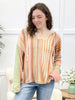 Sandy Stripes Knit Hoodie Top