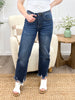 Breanna Jade Tummy Control Straight Leg Frayed Hem Jeans