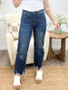 Breanna Jade Tummy Control Straight Leg Frayed Hem Jeans