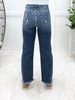 Breanna Jade Tummy Control Straight Leg Frayed Hem Jeans