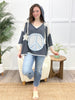 Vintage Grey Boho Peace Patch Lace Trim Top