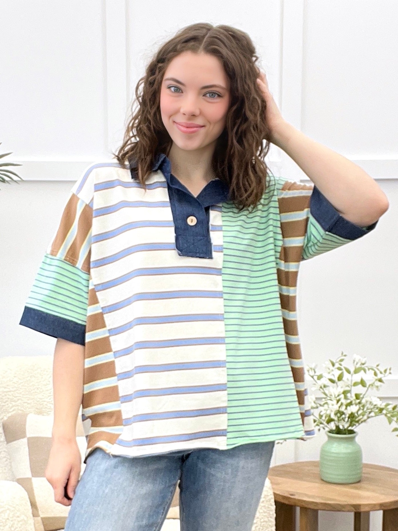 Harbor Stripes Polo Top