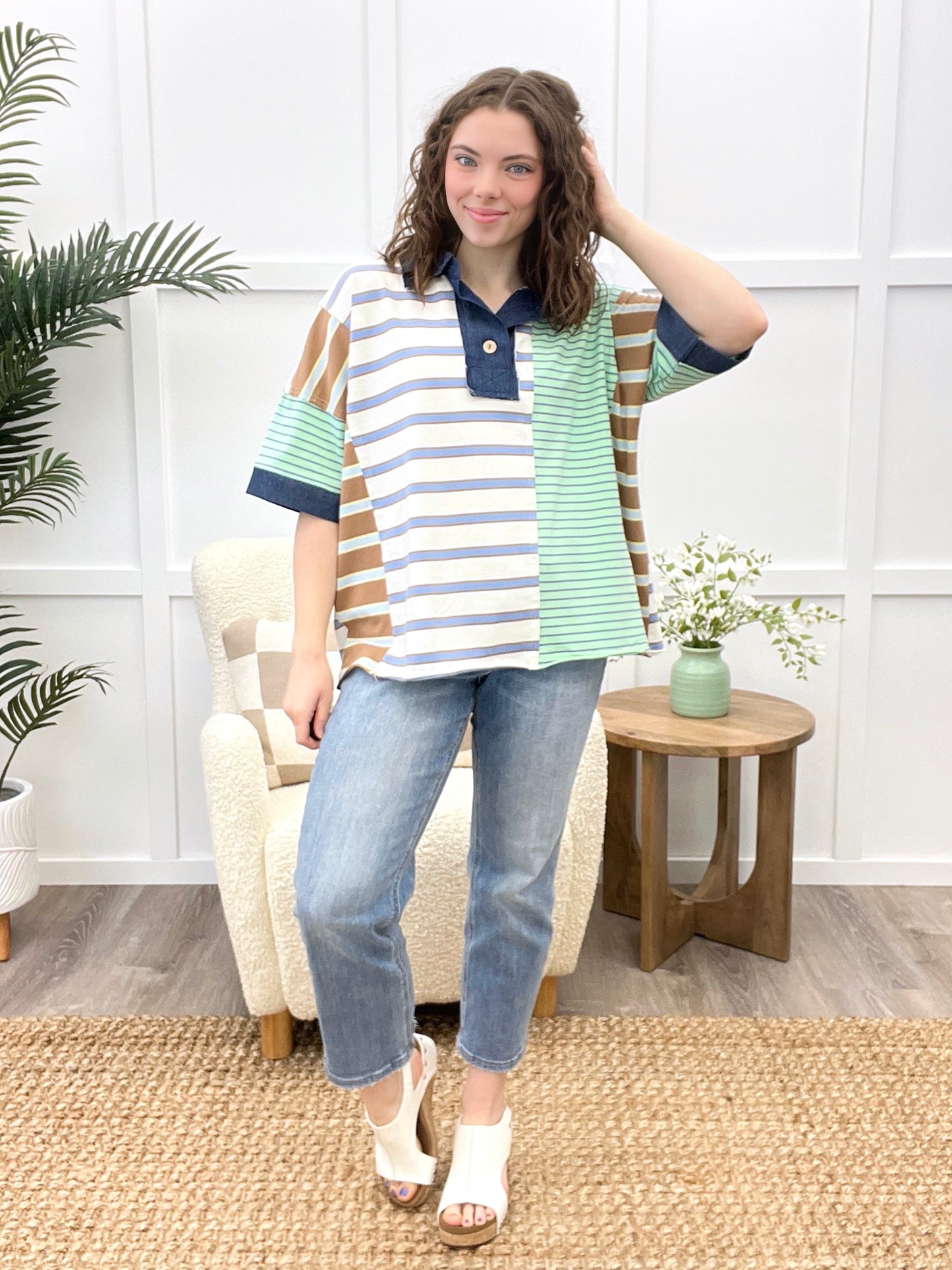 Harbor Stripes Polo Top