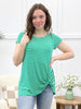 Twist & Stripes Side Knot Top - Kelly Green