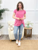 Twist & Stripes Side Knot Top - Hot Pink