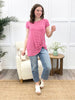 Twist & Stripes Side Knot Top - Hot Pink