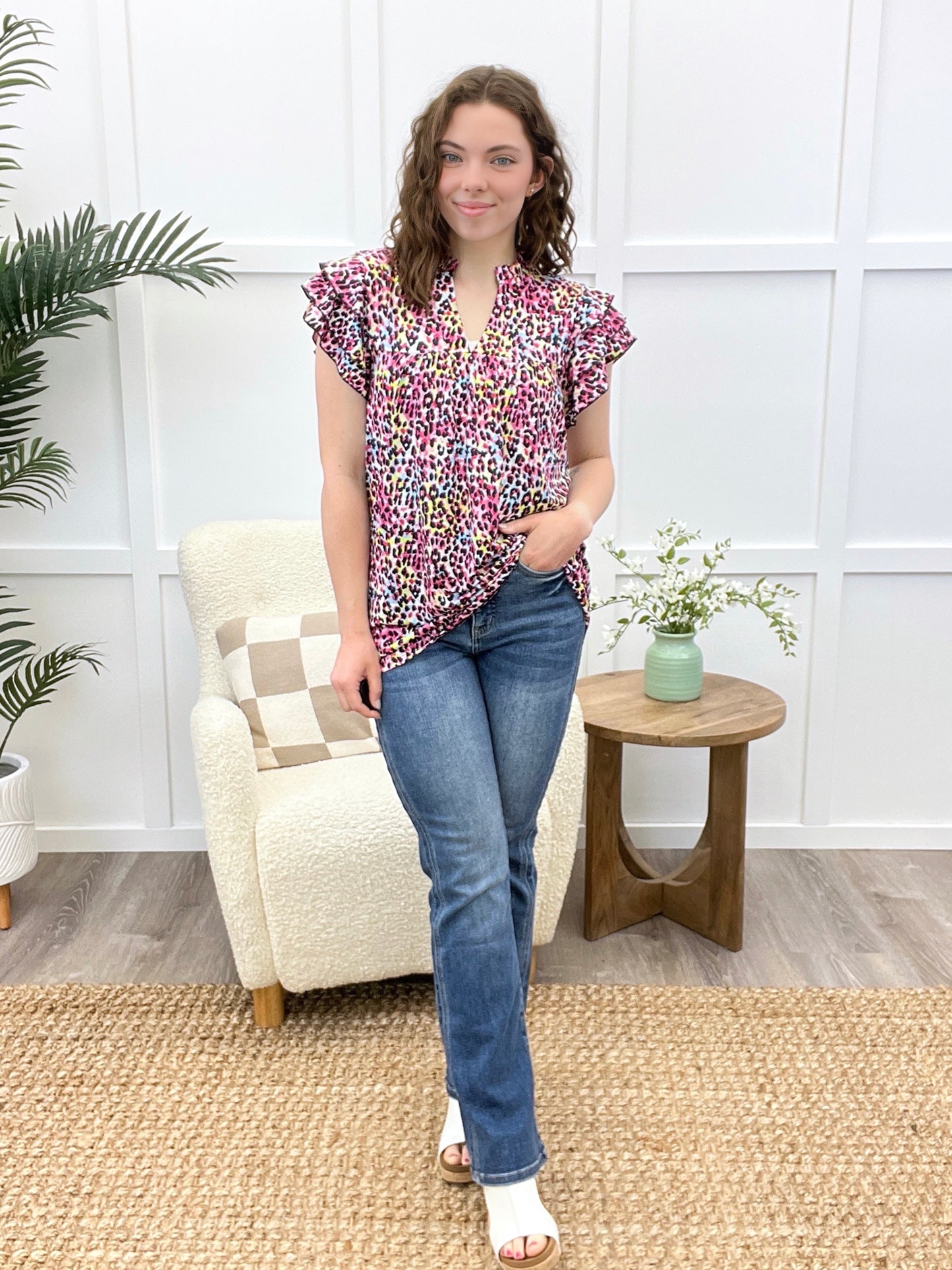 Electric Spots Ruffle Top