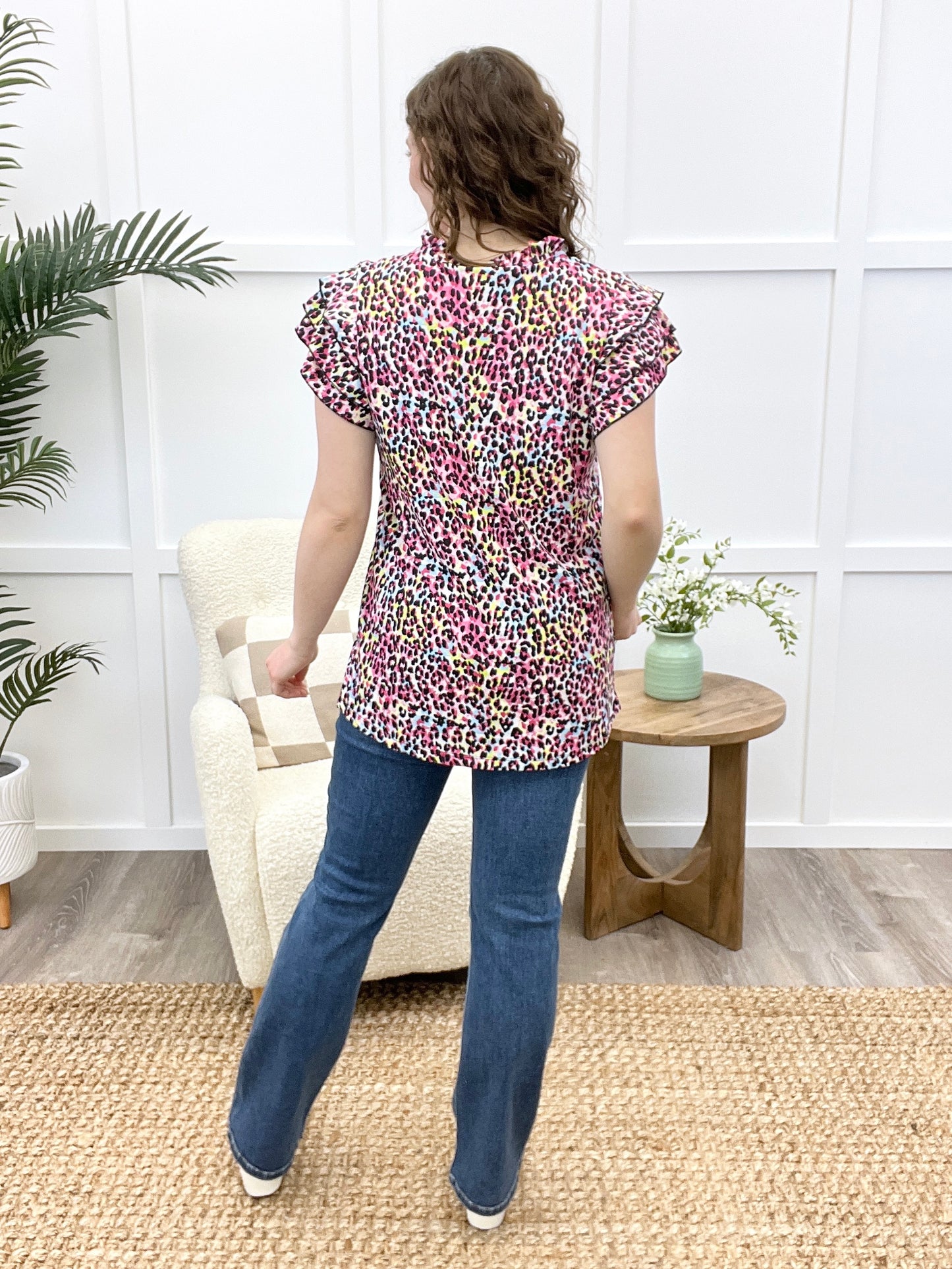 Electric Spots Ruffle Top