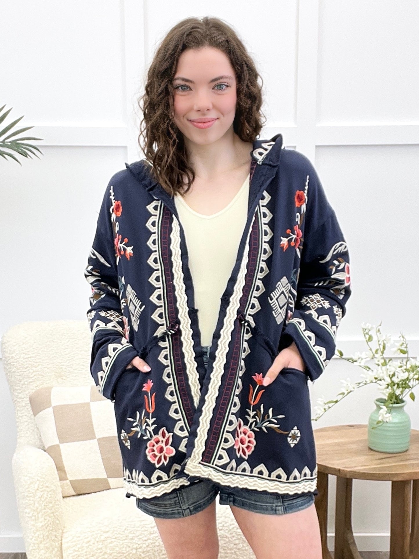Homegrown Blossoms Jacket - Navy