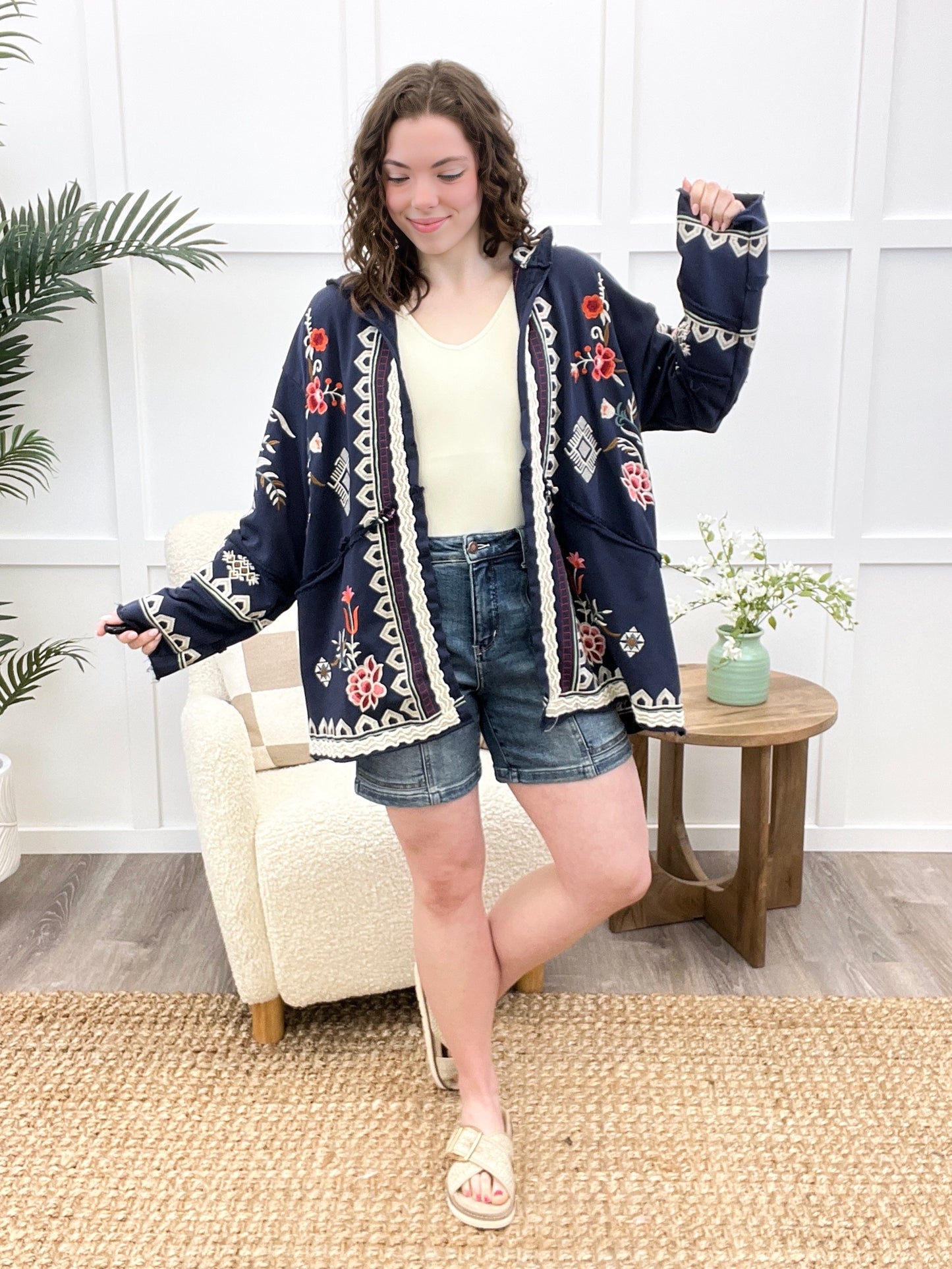 Homegrown Blossoms Jacket - Navy