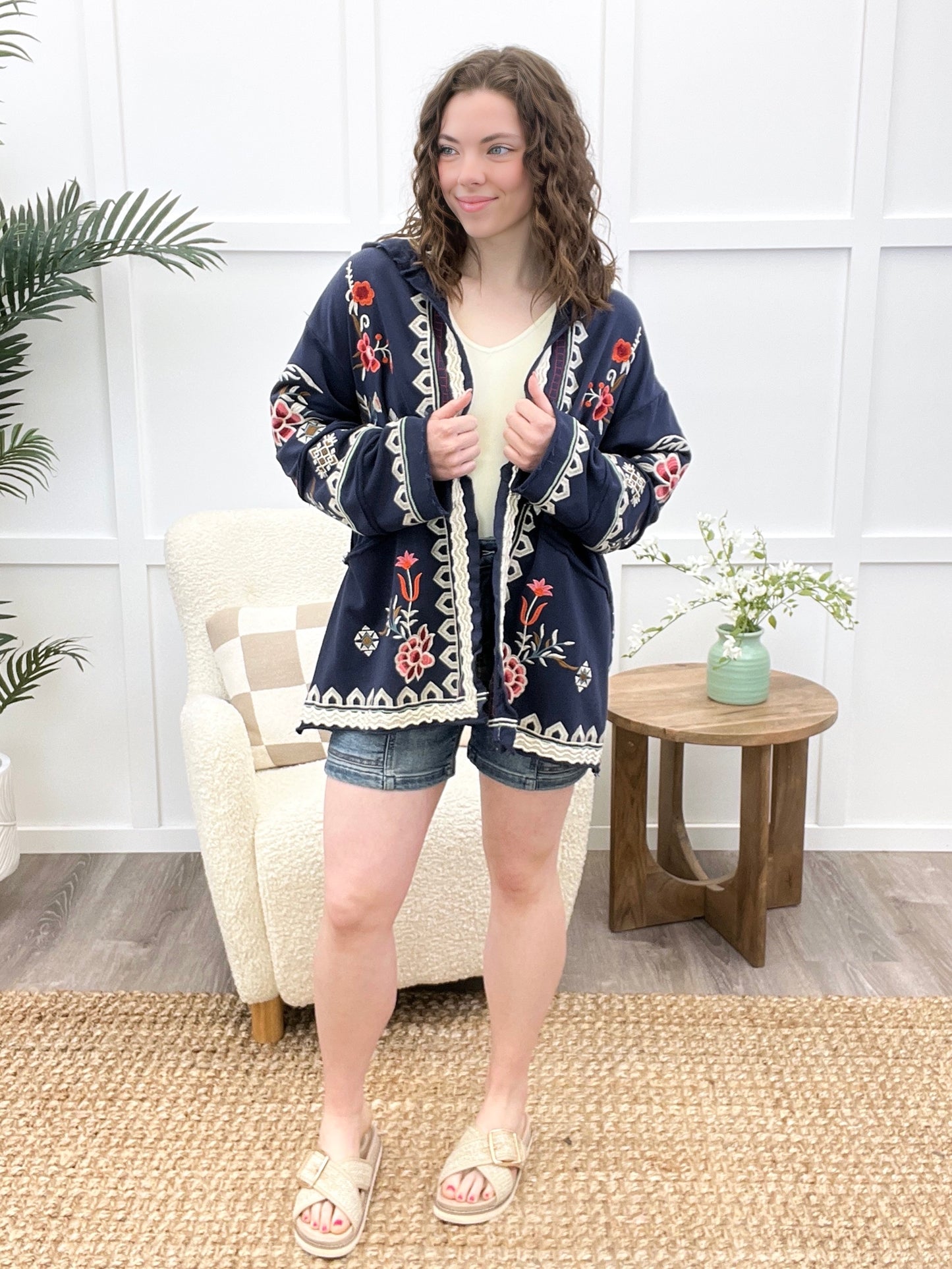 Homegrown Blossoms Jacket - Navy